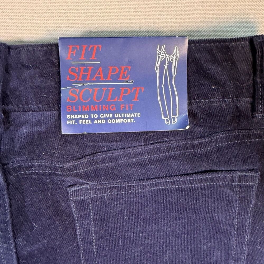 NWT CHAPS Womens Corduroy Pants Size 12 x33 Long Blue Mid Rise Straight Slimming - Picture 12 of 16